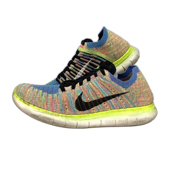 Nike Free RN Flyknit-Women's 8/Men's 6.5 -Rainbow Knit Running Shoes- 831070-102 - Picture 1 of 10